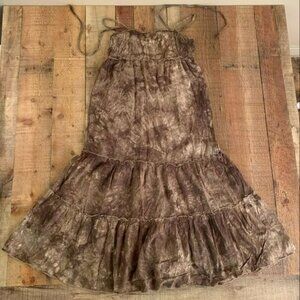 Cornflake womens brown tie dye tired maxi sundress -L
